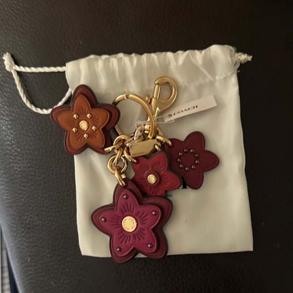 Coach Floral Keychain with Gold Accents - Picture 1 of 2